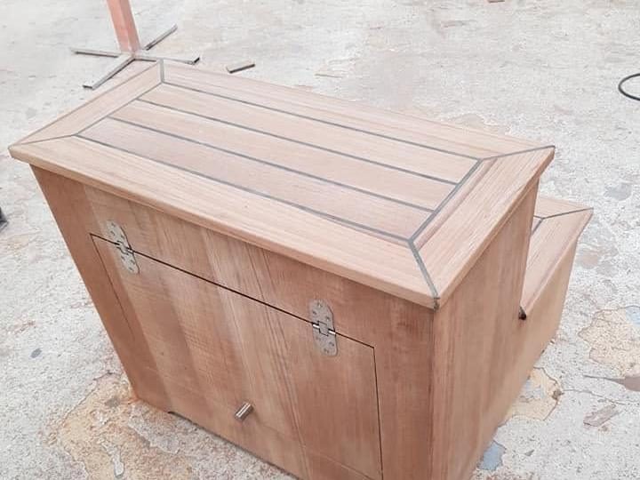 Custom teak boarding steps