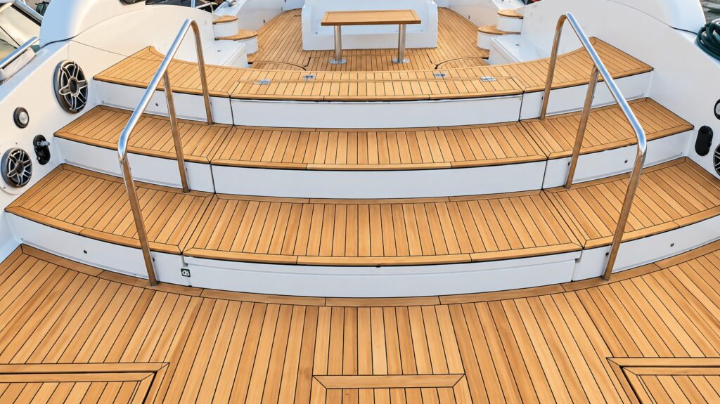 60 m² teak deck rebuilt from scratch, Saint-Martin