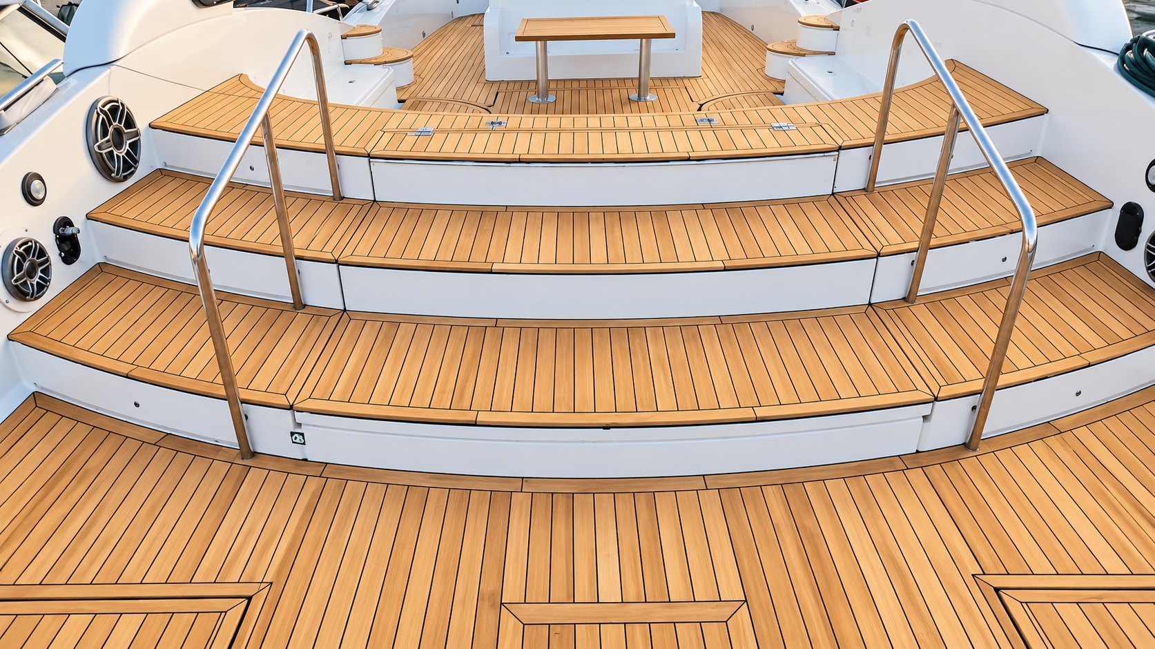 60 m² teak deck rebuilt from scratch, Saint-Martin