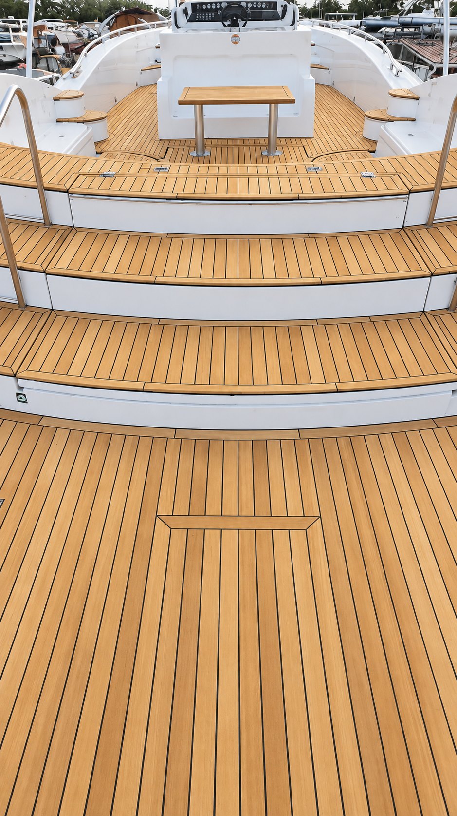 60 m² teak deck rebuilt from scratch, Saint-Martin